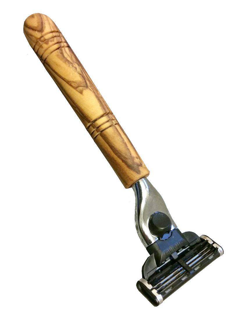 3420-v-001_nassrasierer-mit-griff-aus-olivenholz Nassrasierer "Makalu Querrille" mit M3-Klinge