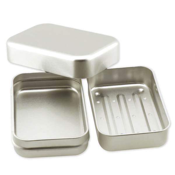 Seifendose aus Aluminium mit Abtropfeinlage  